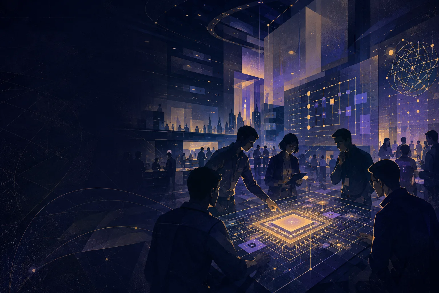 An existing illustration of quantum chip architecture, not a photograph of the upcoming workshop