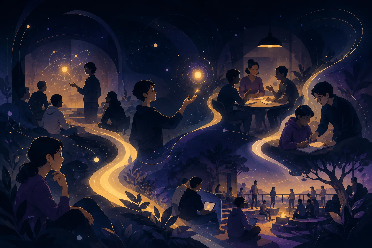 An illustrated path from learning and sharing to hosting and supporting a community